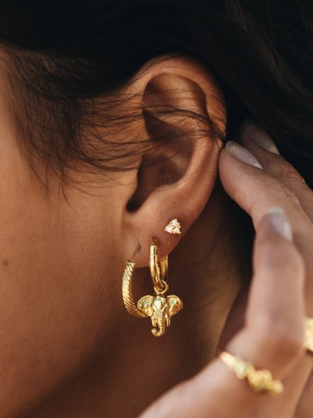 TAJ | Single Lucky Elephant Earring Charis gold plated