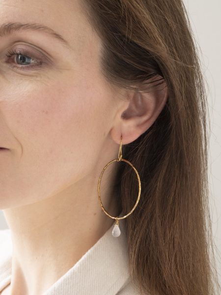 A Beautiful Story Embrace Rose Quartz Gold Earrings