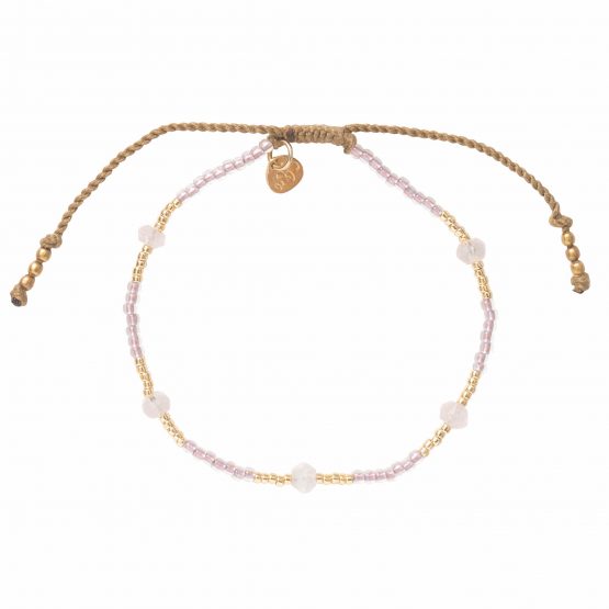 A Beautiful Story Warrior Rose Quartz Gold Bracelet