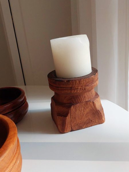 Kaars Brutalist Hout Zaaikandelaar