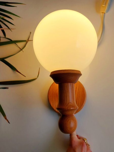 wandlamp bollamp hout Herda vintage wandlamp bollamp hout Herda vintage