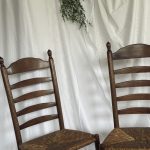 Rieten Stoelen Hout Vintage Japandi Wabi Sabi