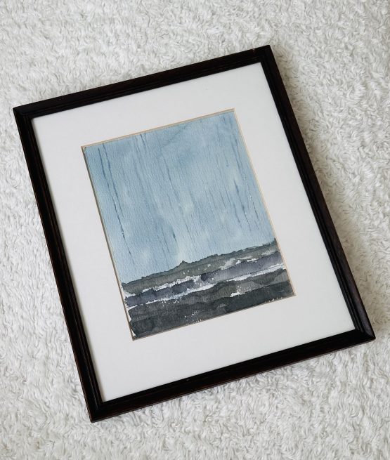 Schilderijtje aquarel zee minimalistisch 3