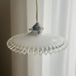 Vintage Hanglamp Frosted Opaline Wit Vintage Hanglamp Frosted Opaline Wit