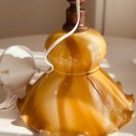 intage Hanglamp Opaline Amberkleurig
